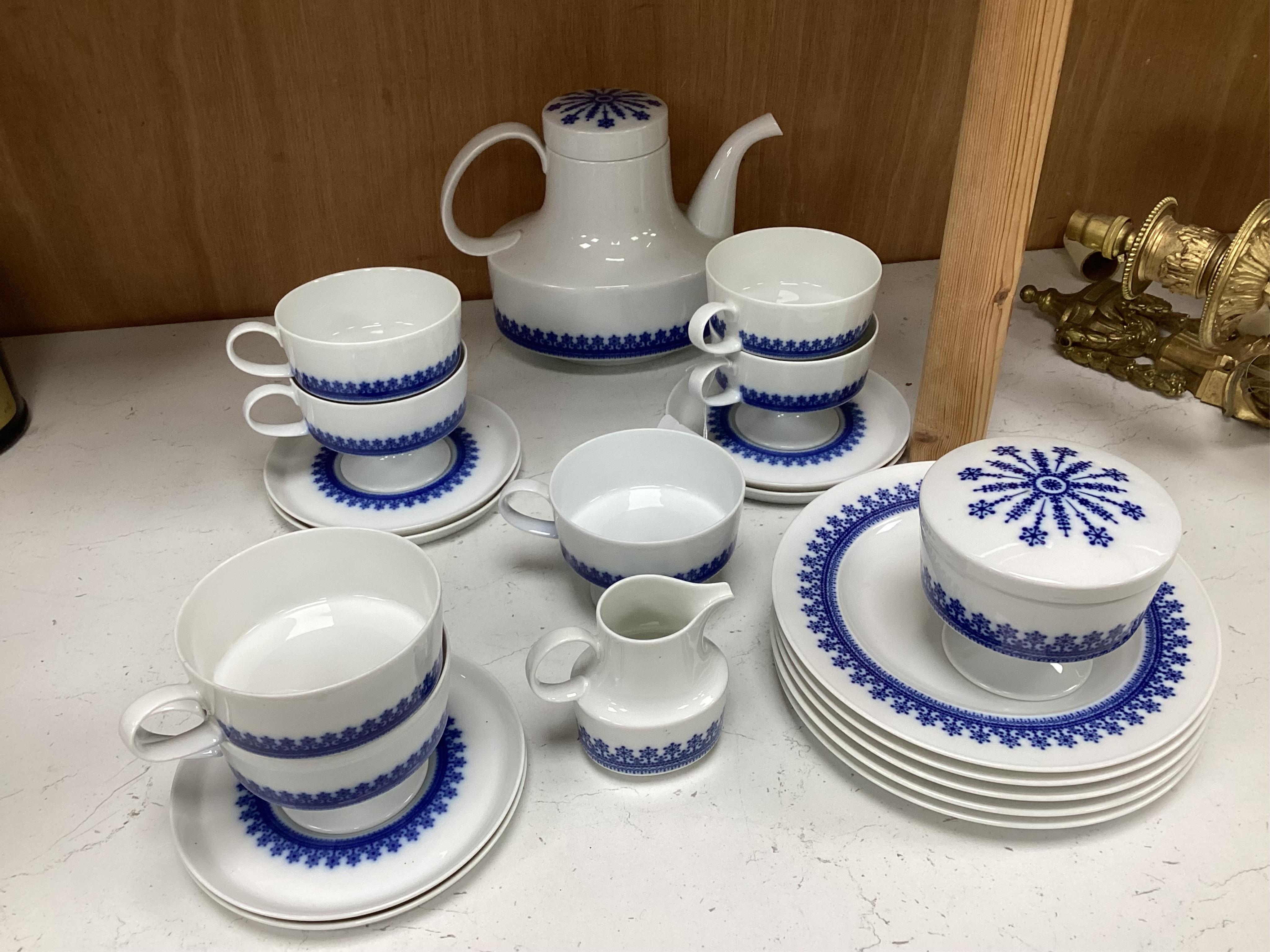 A Tapio Wirkkala for Rosenthal Diadem blue patterned tea set